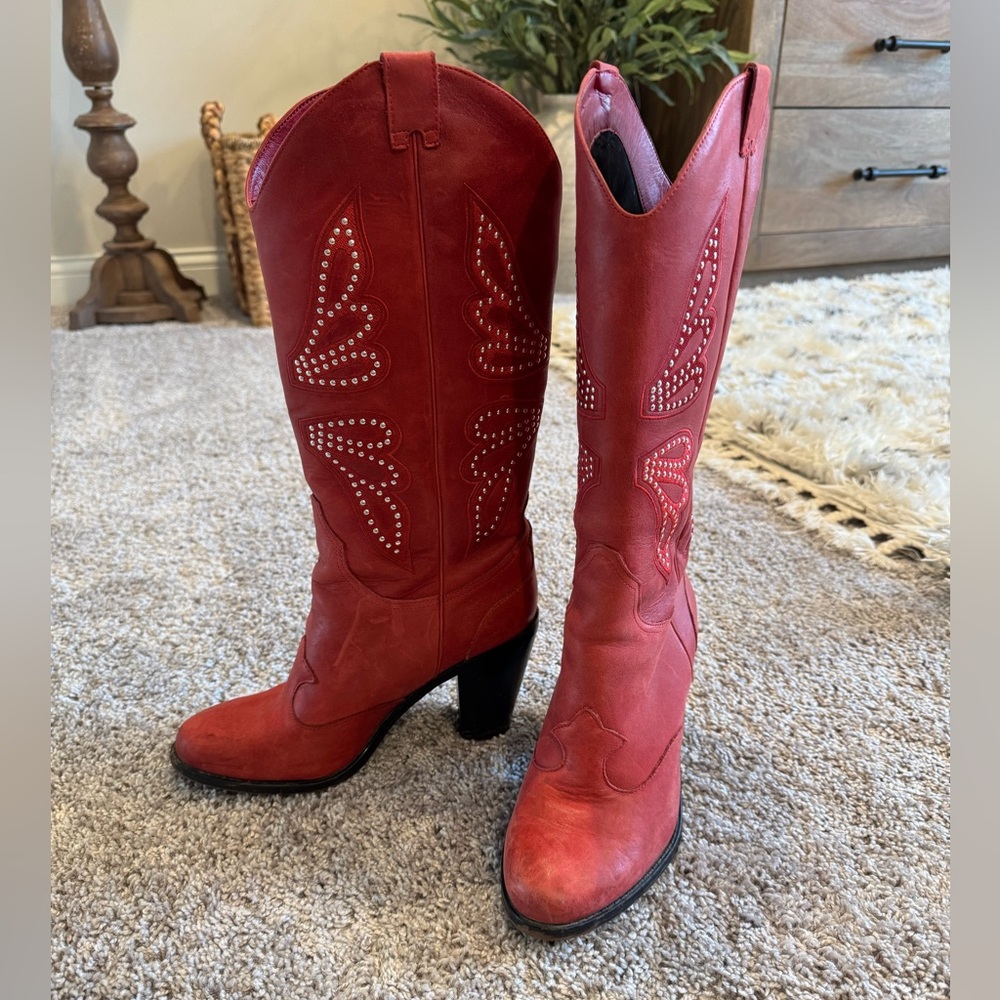 Jessica Simpson Caralee Women's Red Leather Western Boot